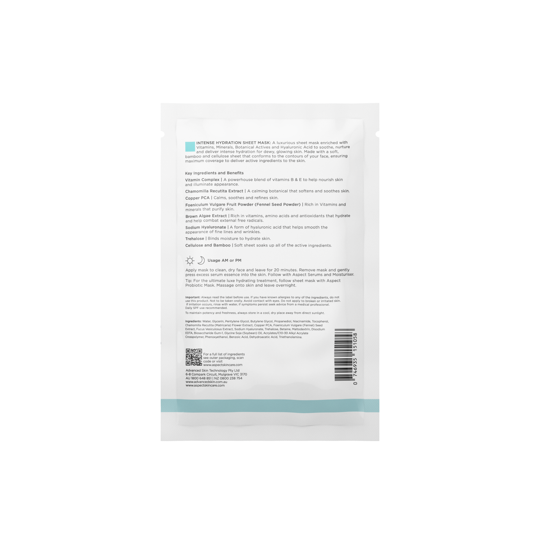 Aspect Intense Hydration Sheet Mask - Single Sheet