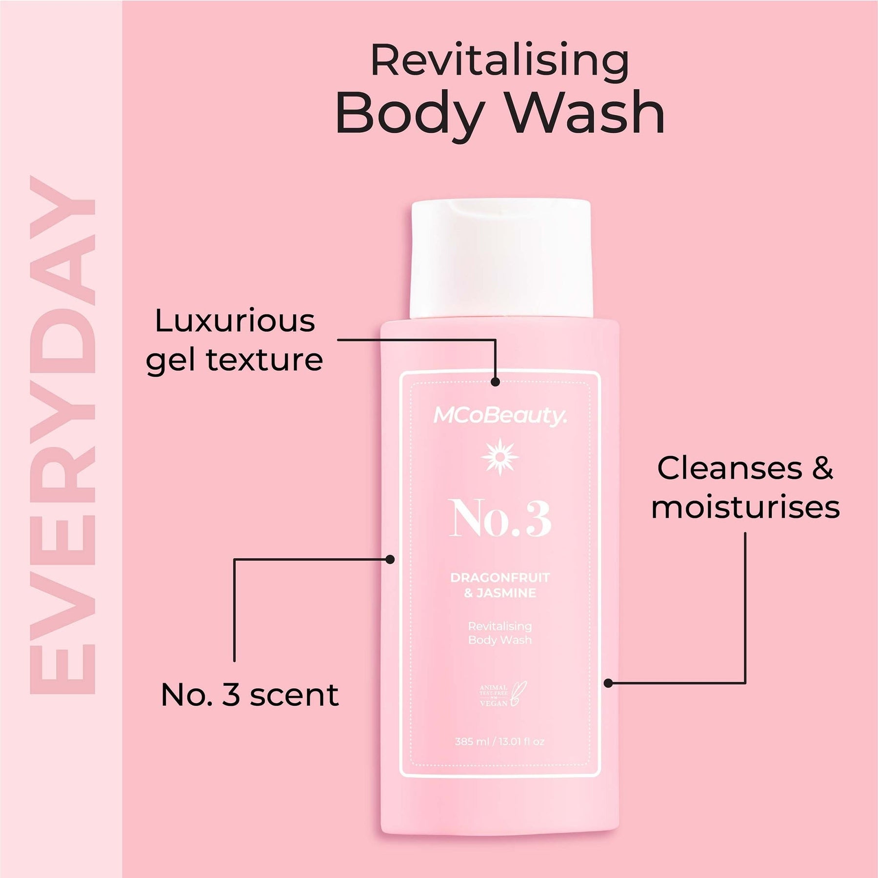 MCoBeauty MCoBeauty Everyday Body Wash Cream-Gel 385ml  - No.3 Dragonfruit & Jasmine Body Care