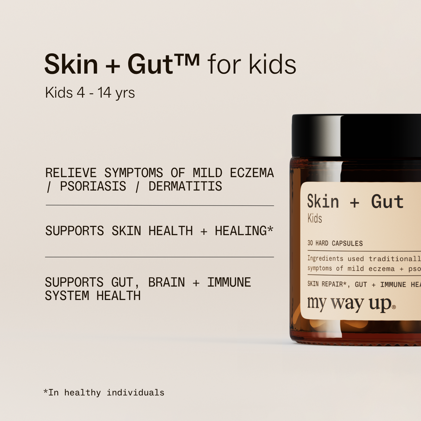 My Way Up Skin + Gut Kids 30 Hard Capsules