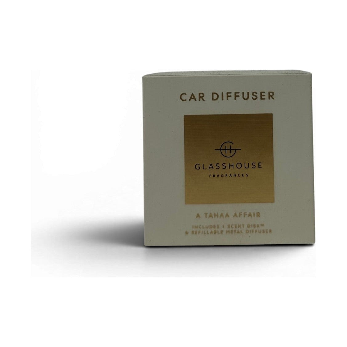 Glasshouse Fragrances White Car Diffuser - A Tahaa Affair with 1 Replacement Scent Disk