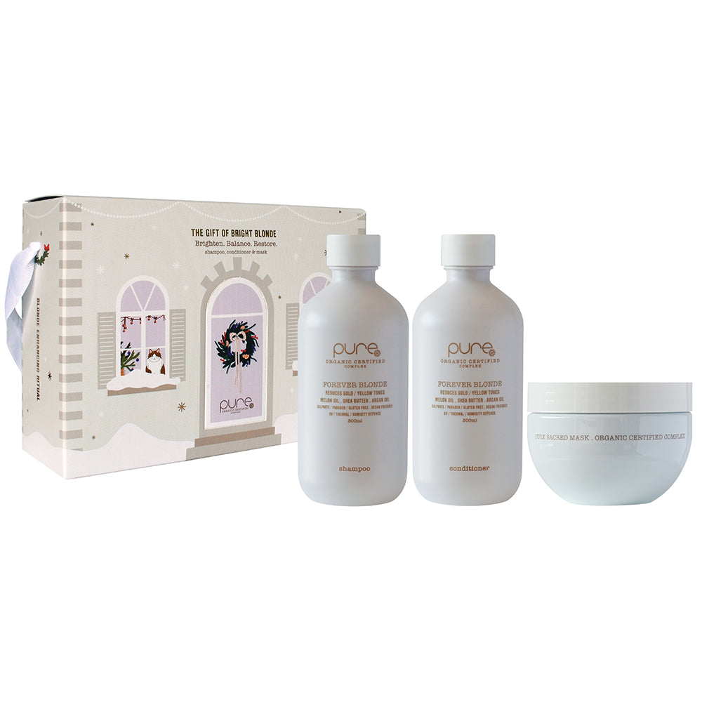 PURE TRIO FOREVER BLONDE Shampoo & Conditioner + Sacred Argan Mask