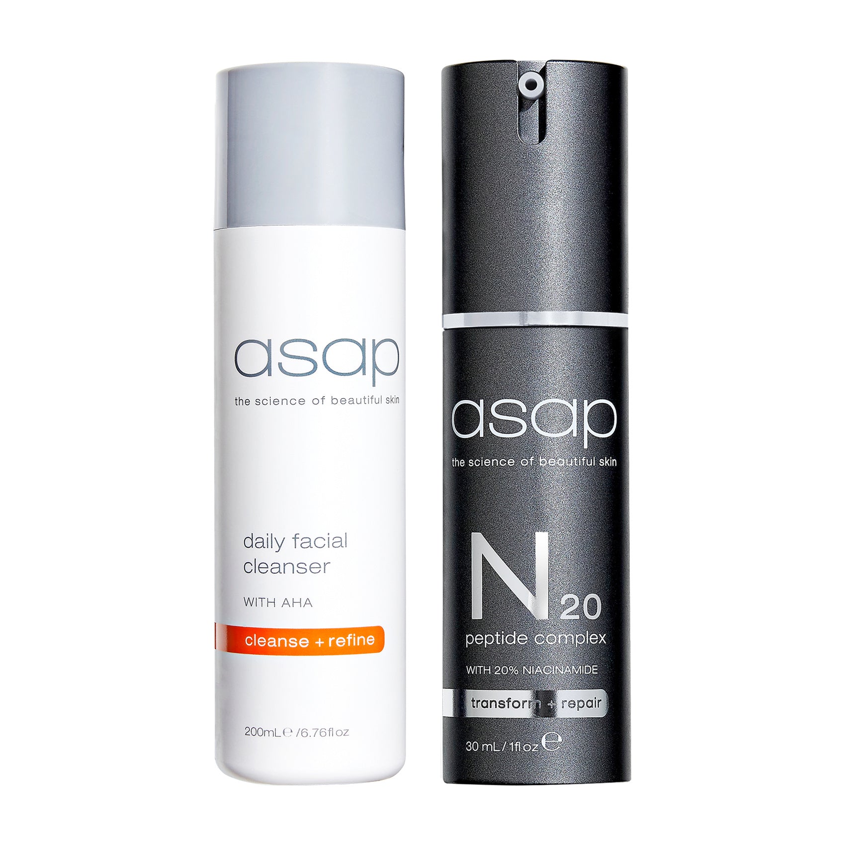 asap Daily Facial Cleanser 200ml + N20 Peptide Complex 30ml Duo