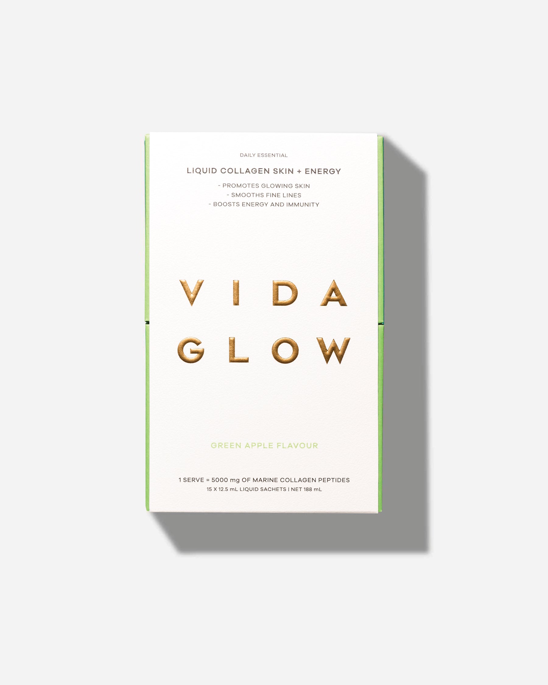 Vida Glow Liquid Collagen Skin + Energy - Green Apple 15 x 12.5ml Sachets