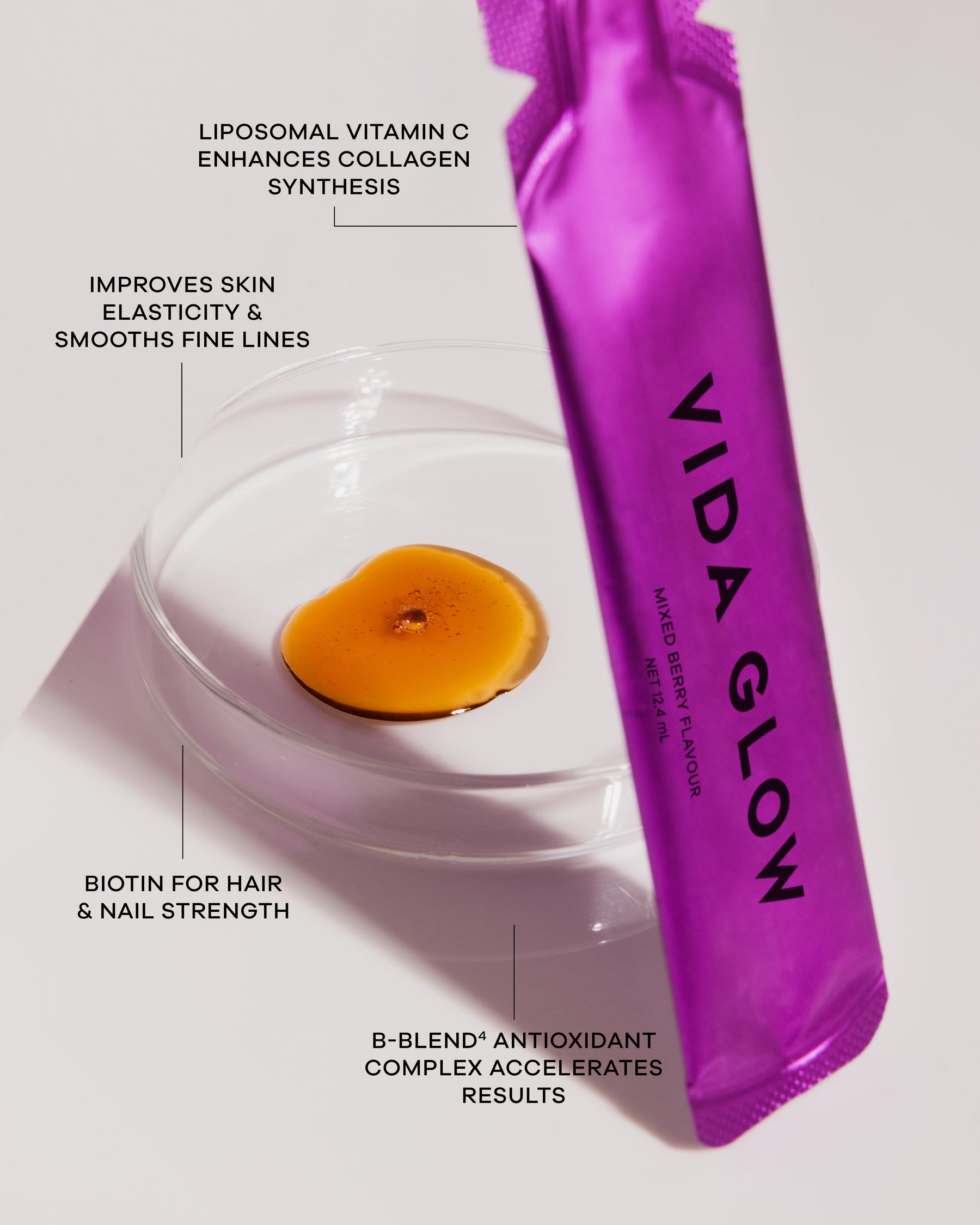 Vida Glow Liquid Collagen Skin Health Mixed Berry - 15 sachets