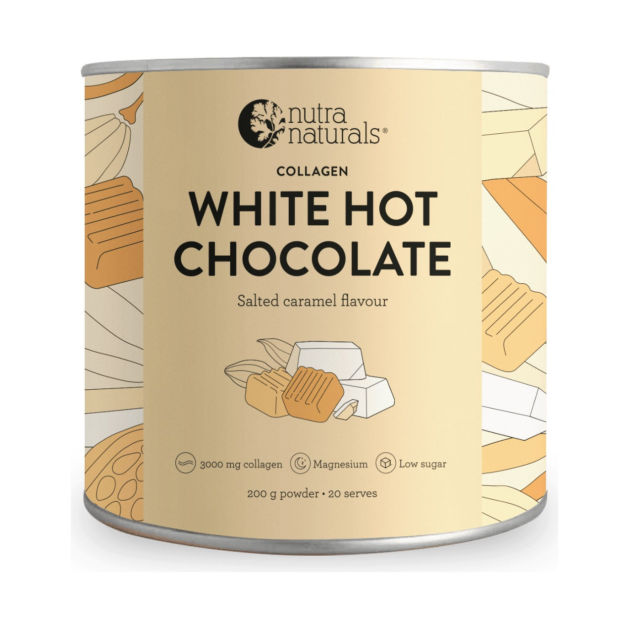 Nutra Naturals Collagen White Hot Choc - Salted Caramel 200g