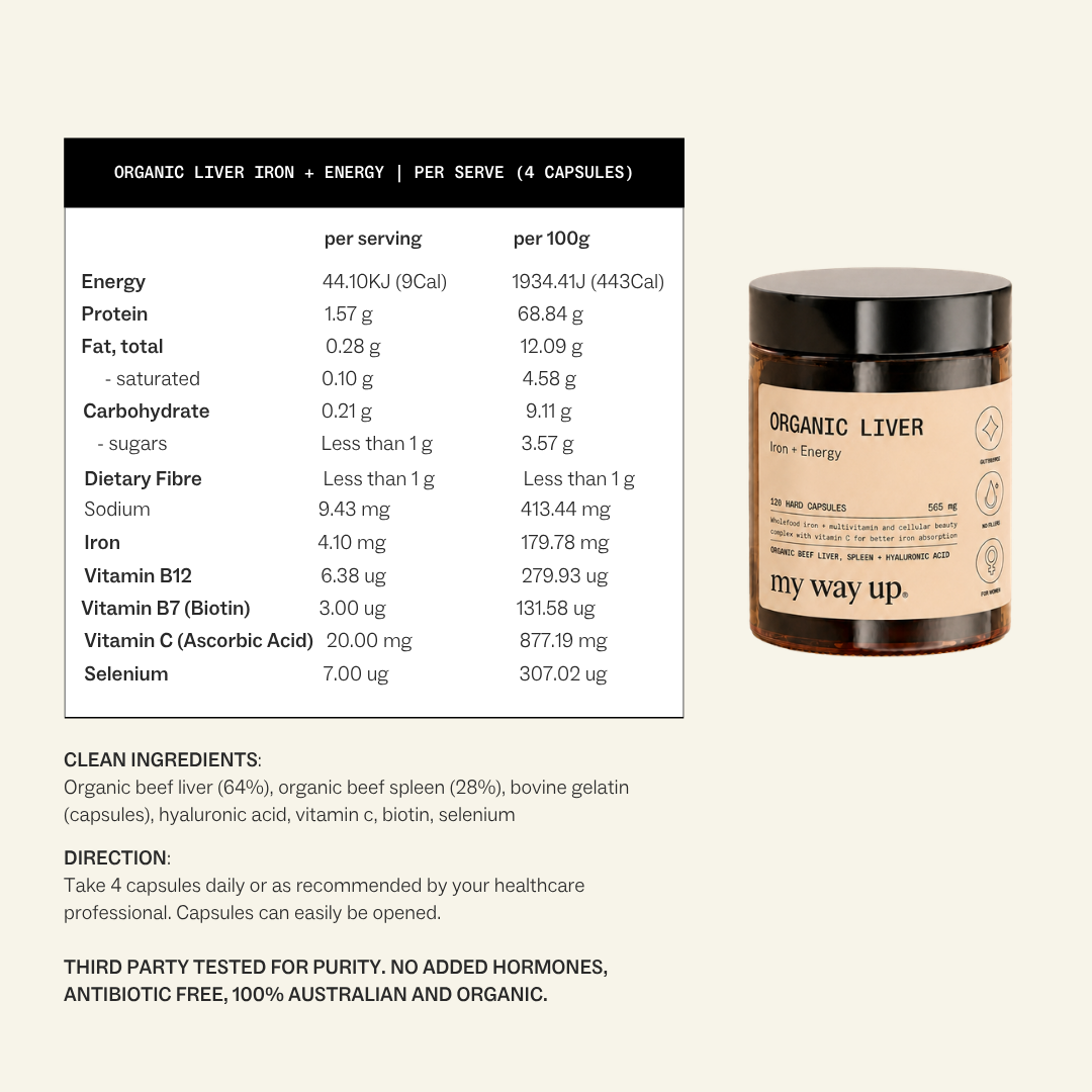 My Way Up Organic Liver Iron + Energy 120 Hard Capsules