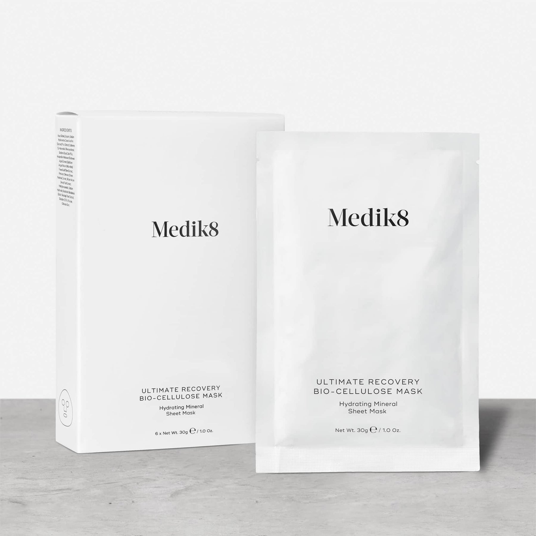 Medik8 Ultimate Recovery Bio-Cellulose Mask - 6 Pack - Product and Carton