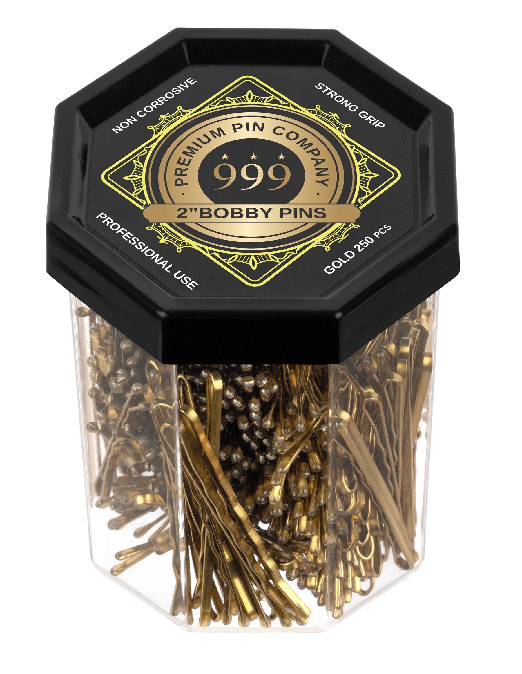 999 999 Bobby Pins 250pc Tub 2" Gold