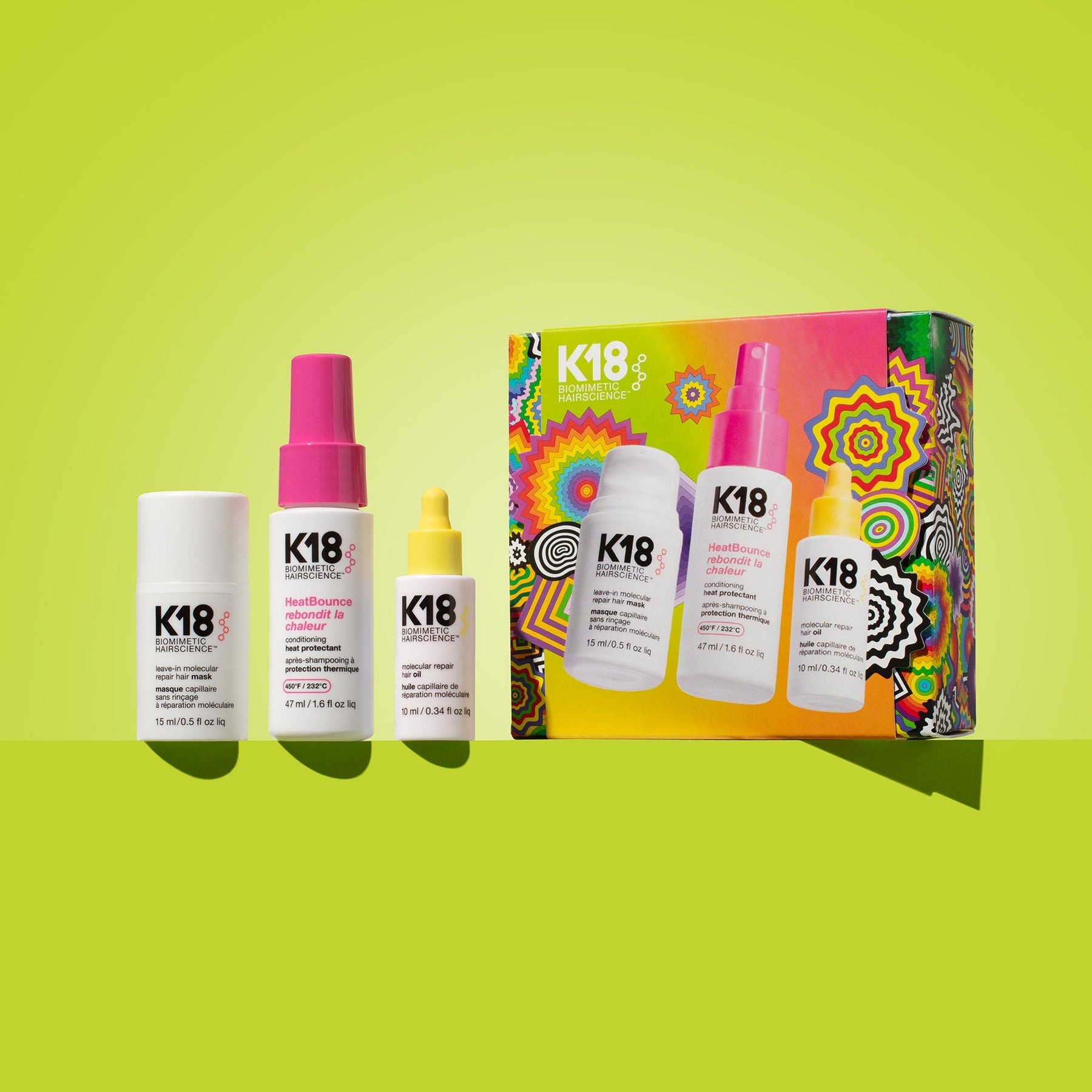 K18 Leave-In Molecular Repair Mask + HeatBounce + Repair Hair Oil Gift Pack