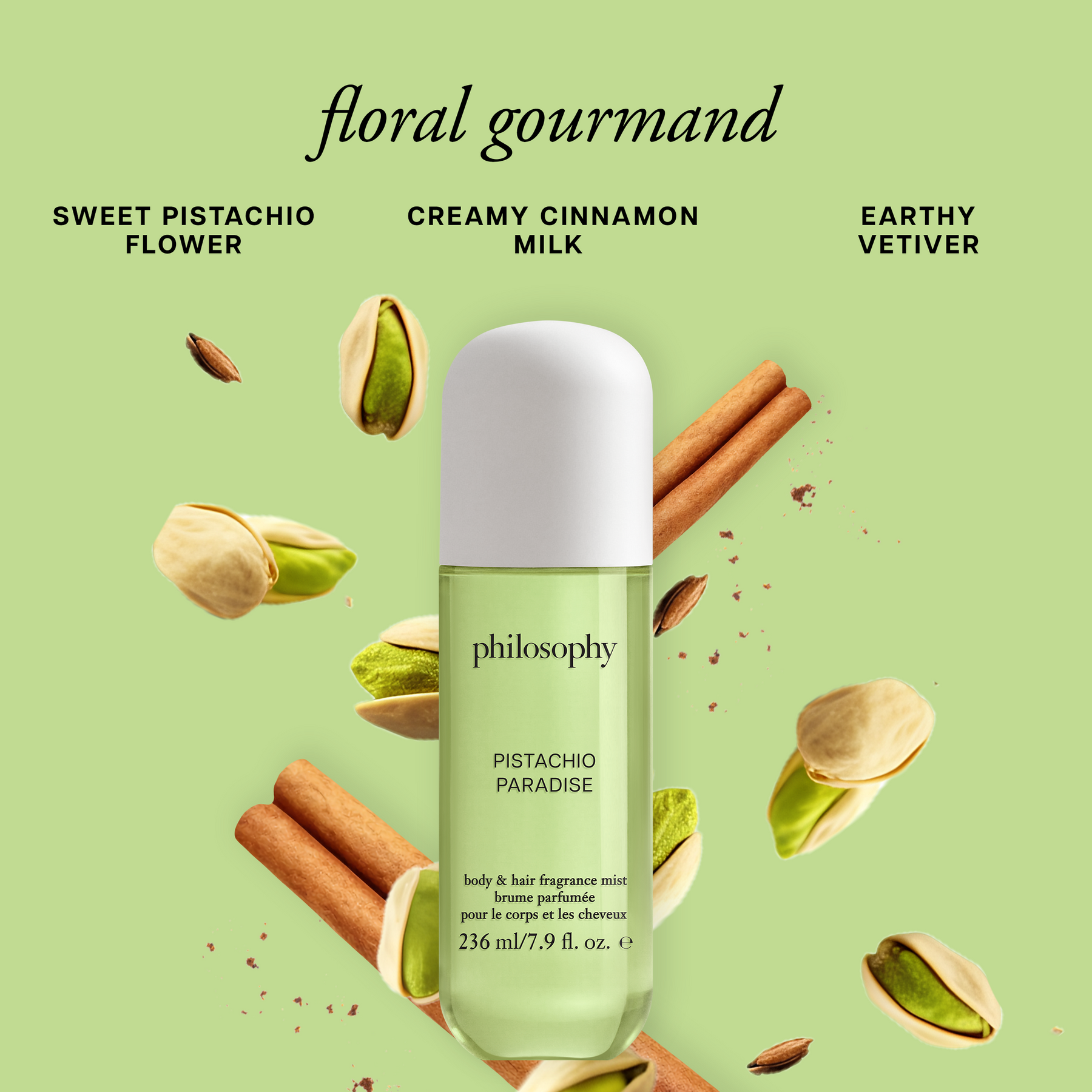 philosophy pistachio paradise body & hair fragrance mist 236ml