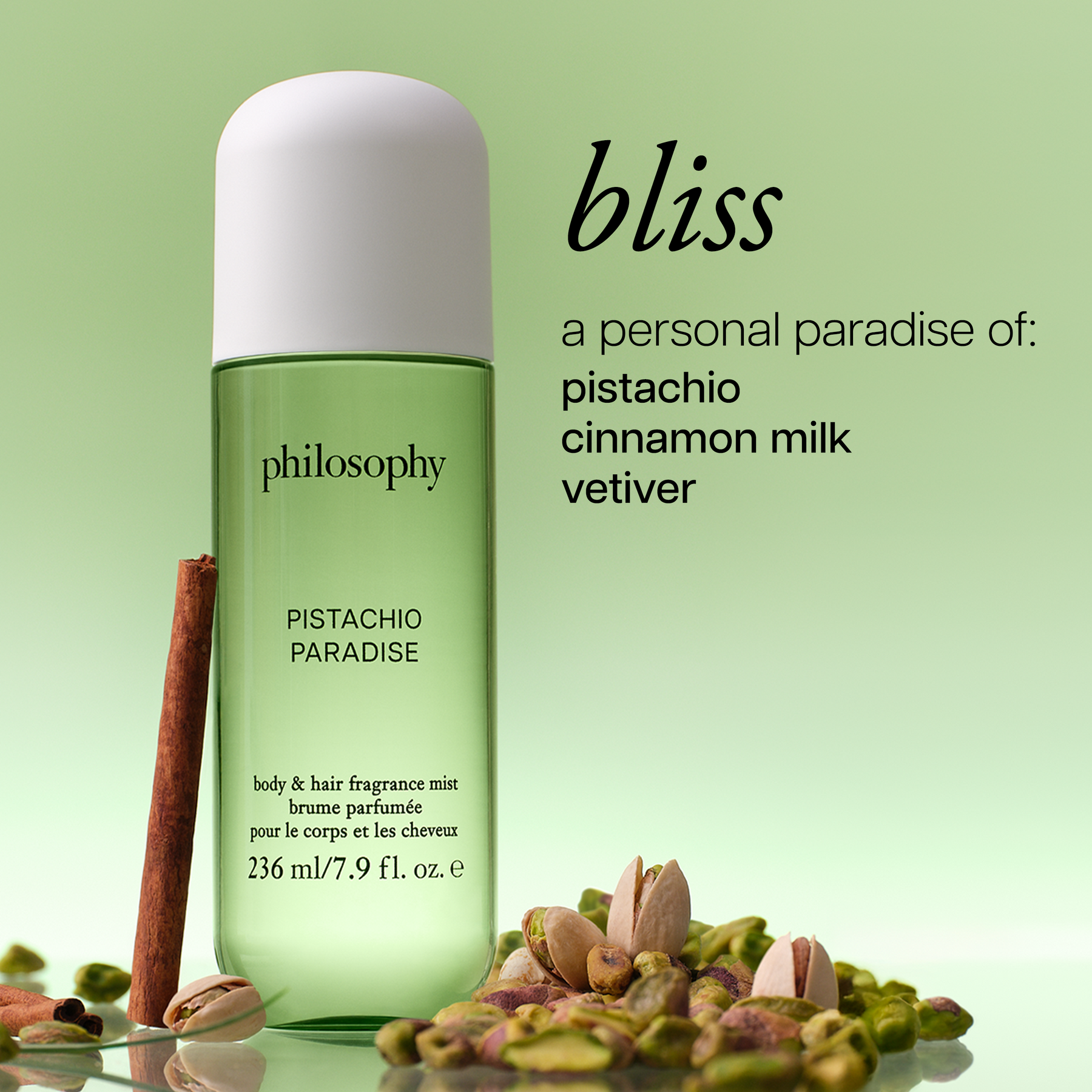 philosophy pistachio paradise body & hair fragrance mist 236ml