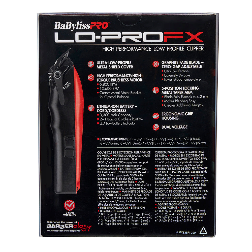 BaByliss PRO BaBylissPRO Lo-ProFX Clipper - Red Cord/Cordless Clippers
