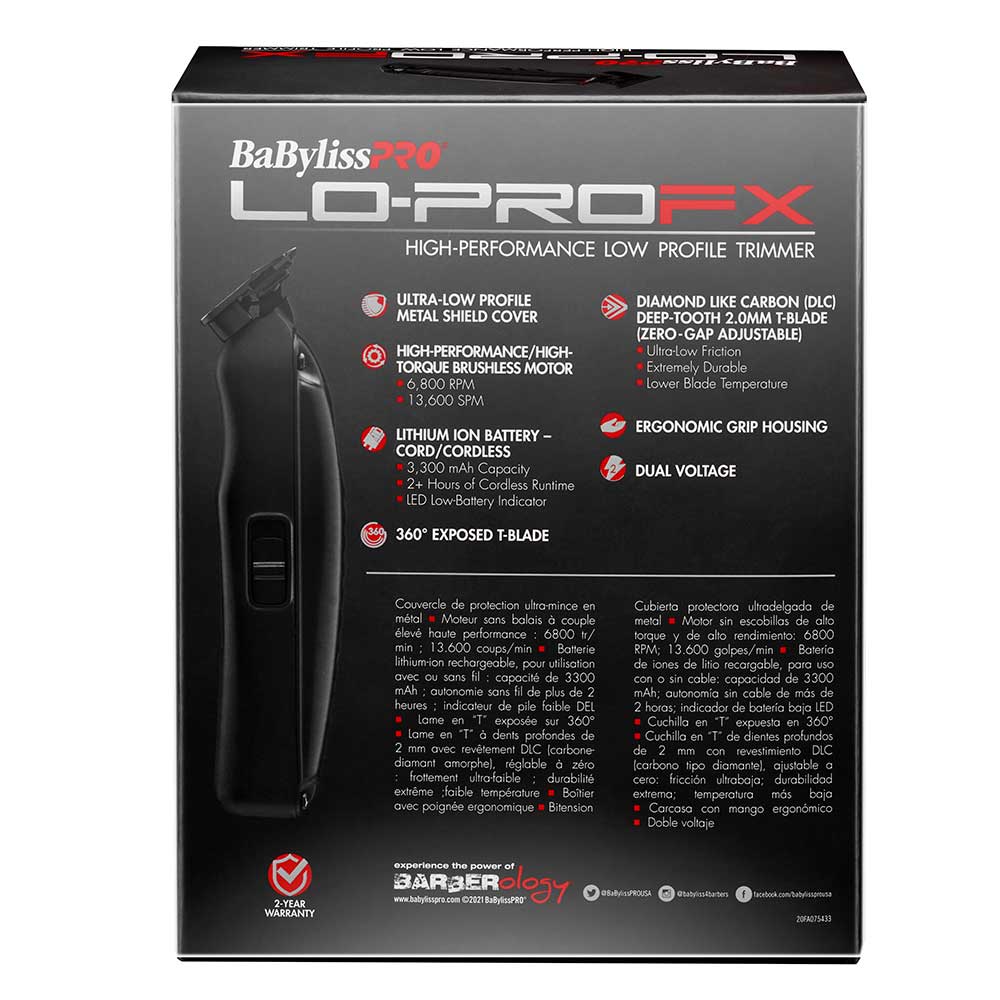 BaByliss PRO BaBylissPRO Lo-ProFX  Trimmer -Black Cord/Cordless Clippers