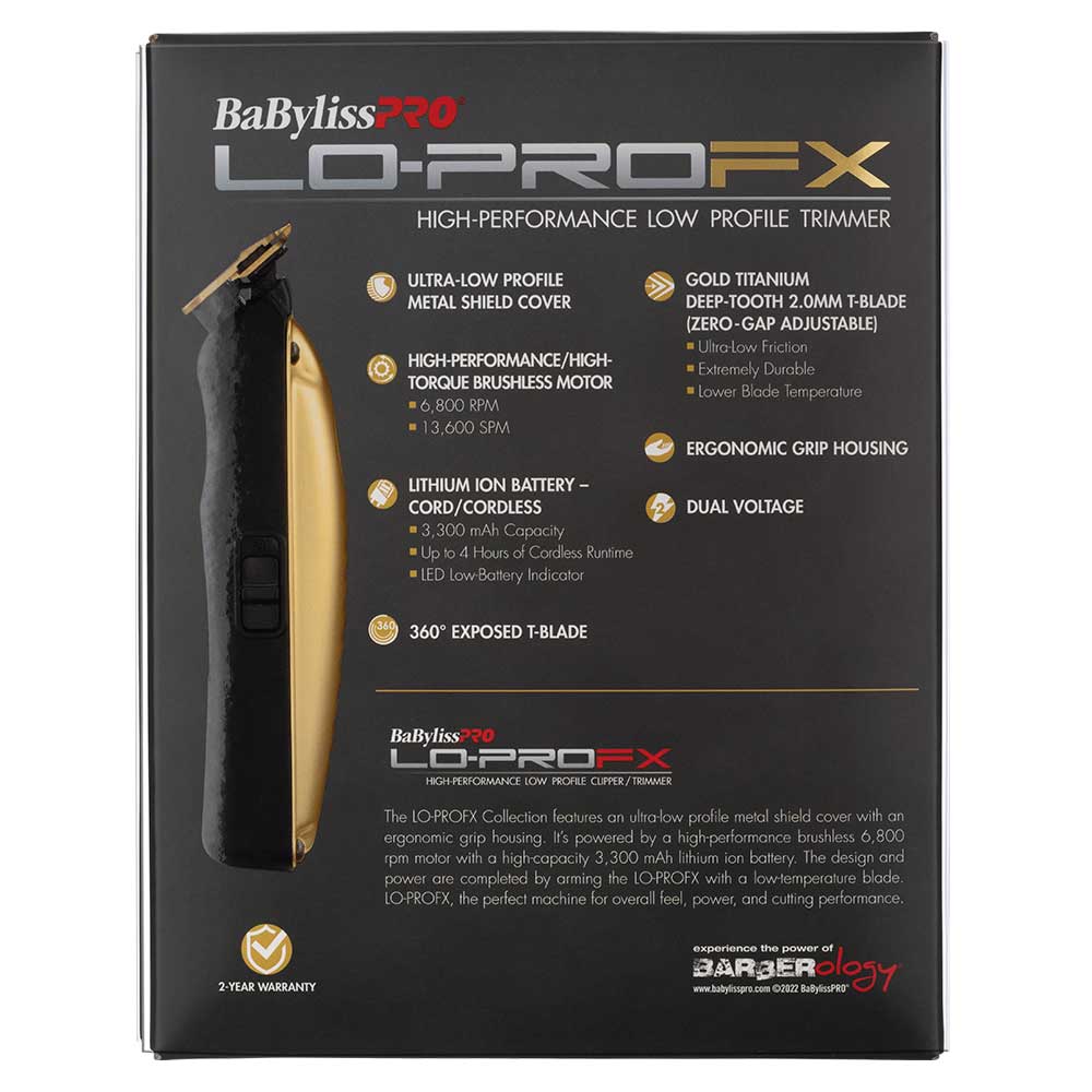 BaByliss PRO BaBylissPRO Lo-ProFX Trimmer - Gold Cord/Cordless Clippers