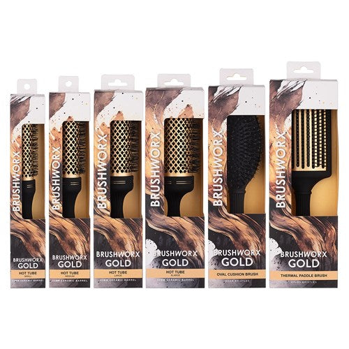 Brushworx Brushworx Gold Ceramic Hot Tube Brush - 40mm Small Hair Brushes