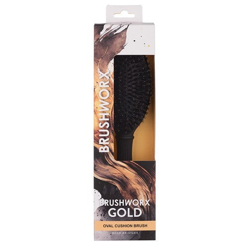Brushworx Brushworx Gold Oval Cushion Brush Boar Bristle Hair Brushes