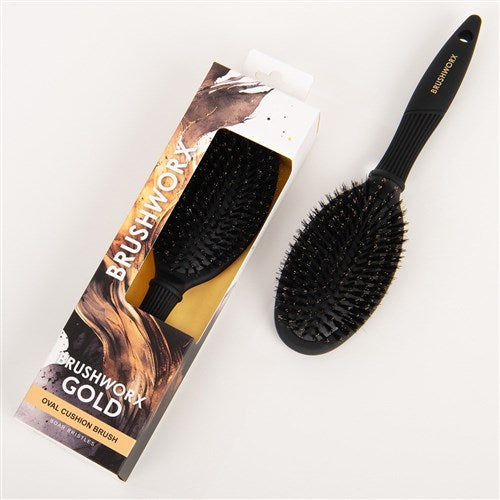 Brushworx Brushworx Gold Oval Cushion Brush Boar Bristle Hair Brushes