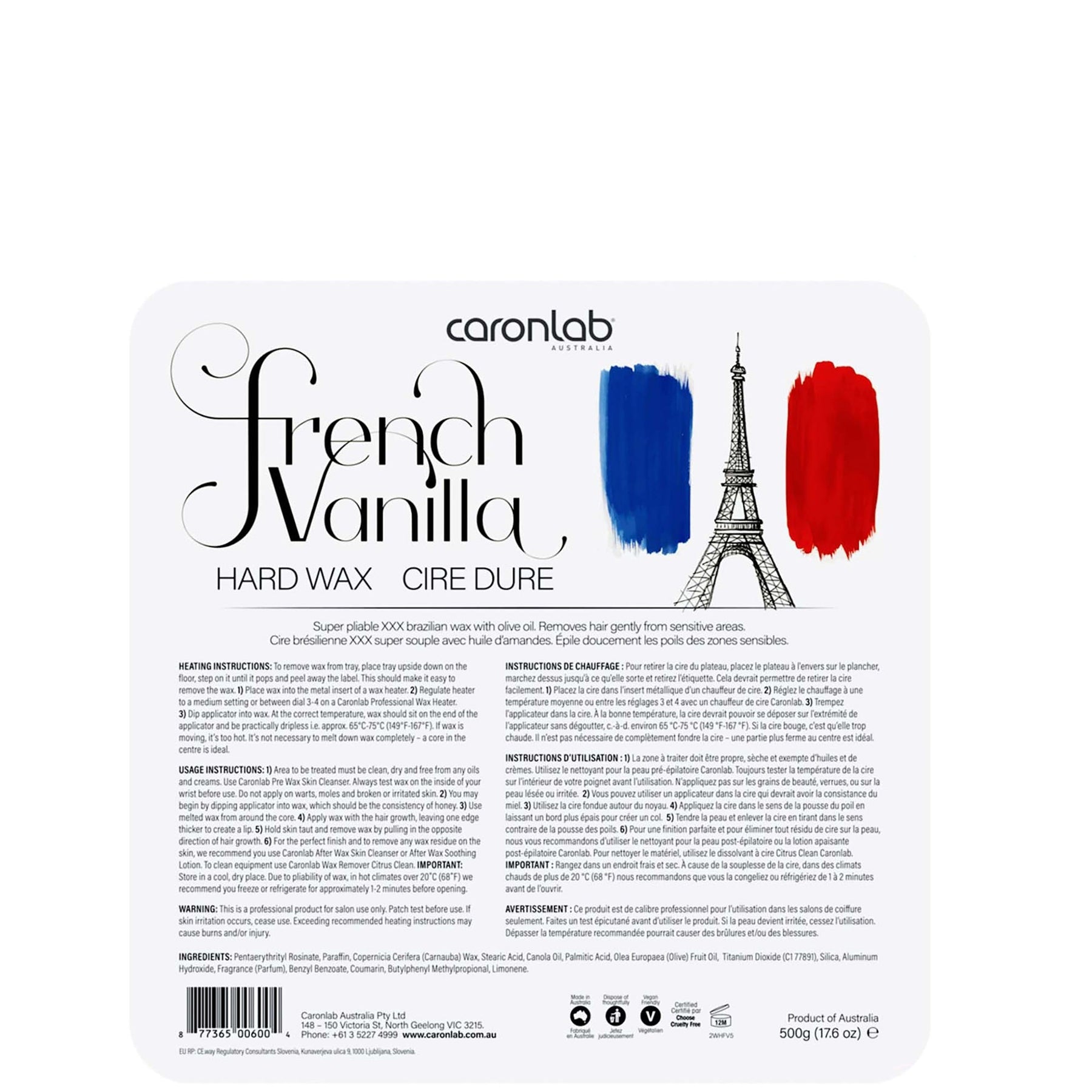 Caronlab Caronlab French Vanilla Natural Hard Wax Melts 500g Body Care
