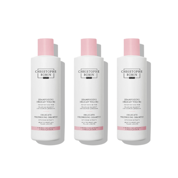 Christophe Robin Delicate Volumising Shampoo With Rose Extracts 250ml x3