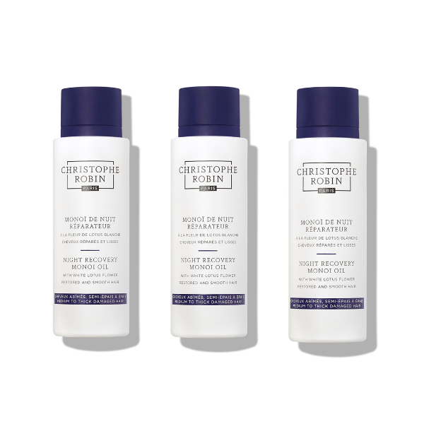 Christophe Robin Night Recovery Monoï Oil With White Lotus Flower 150ml x3