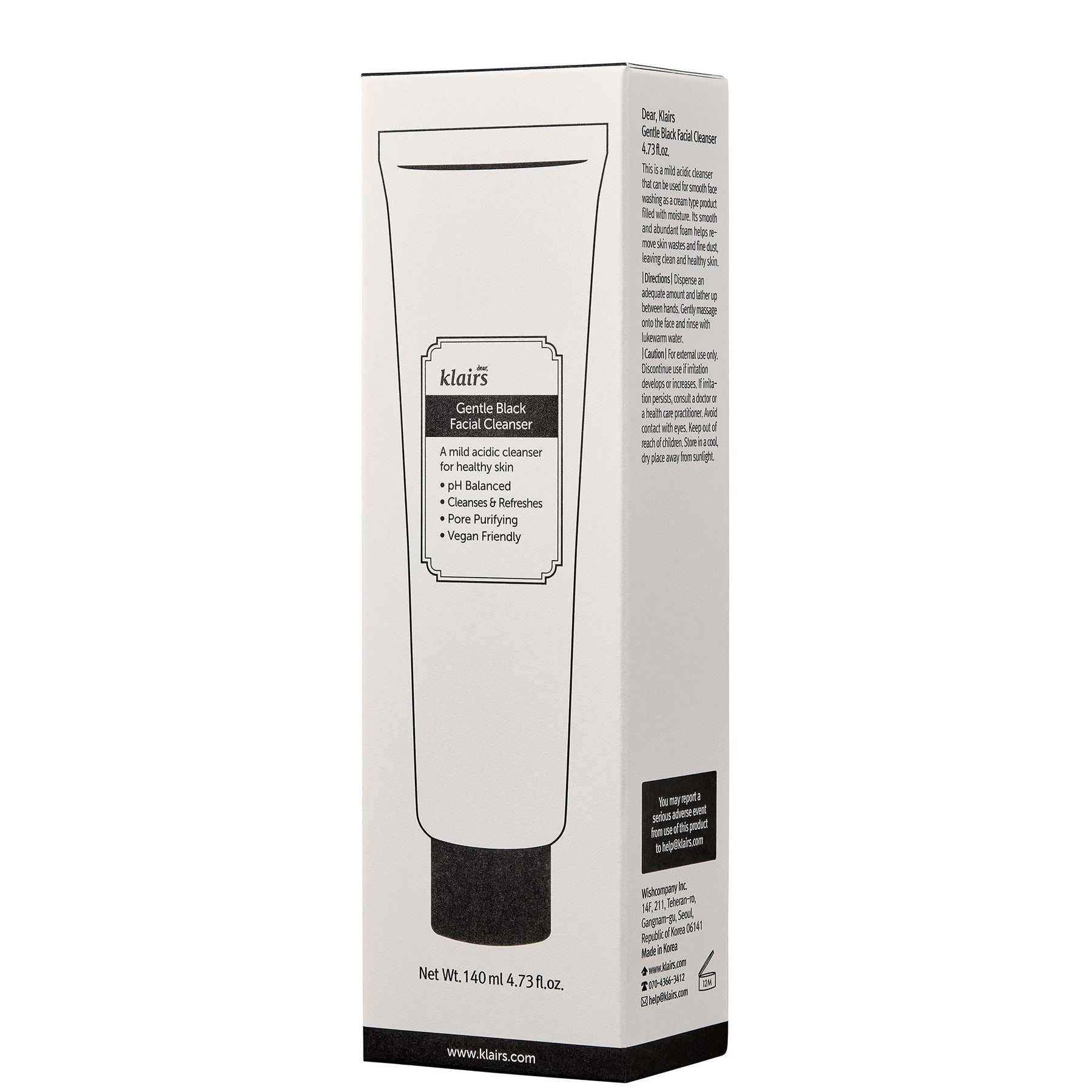 Dear Klairs Dear, Klairs Gentle Black Facial Cleanser 140ml Skin Care