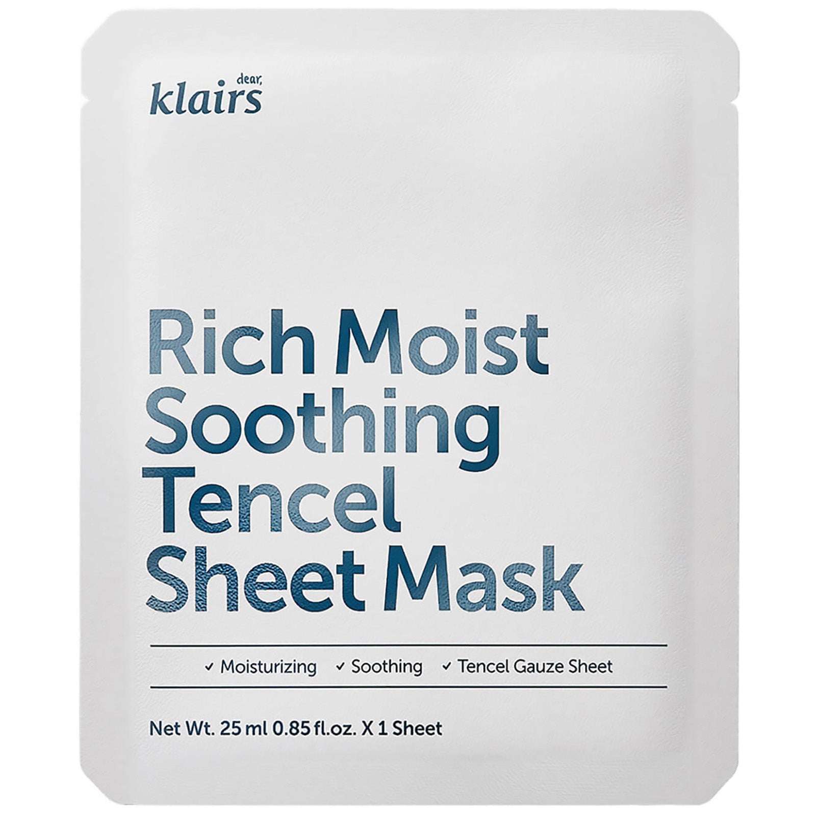Dear Klairs Dear, Klairs Rich Moist Soothing Tencel Sheet Mask 25ml Skin Care