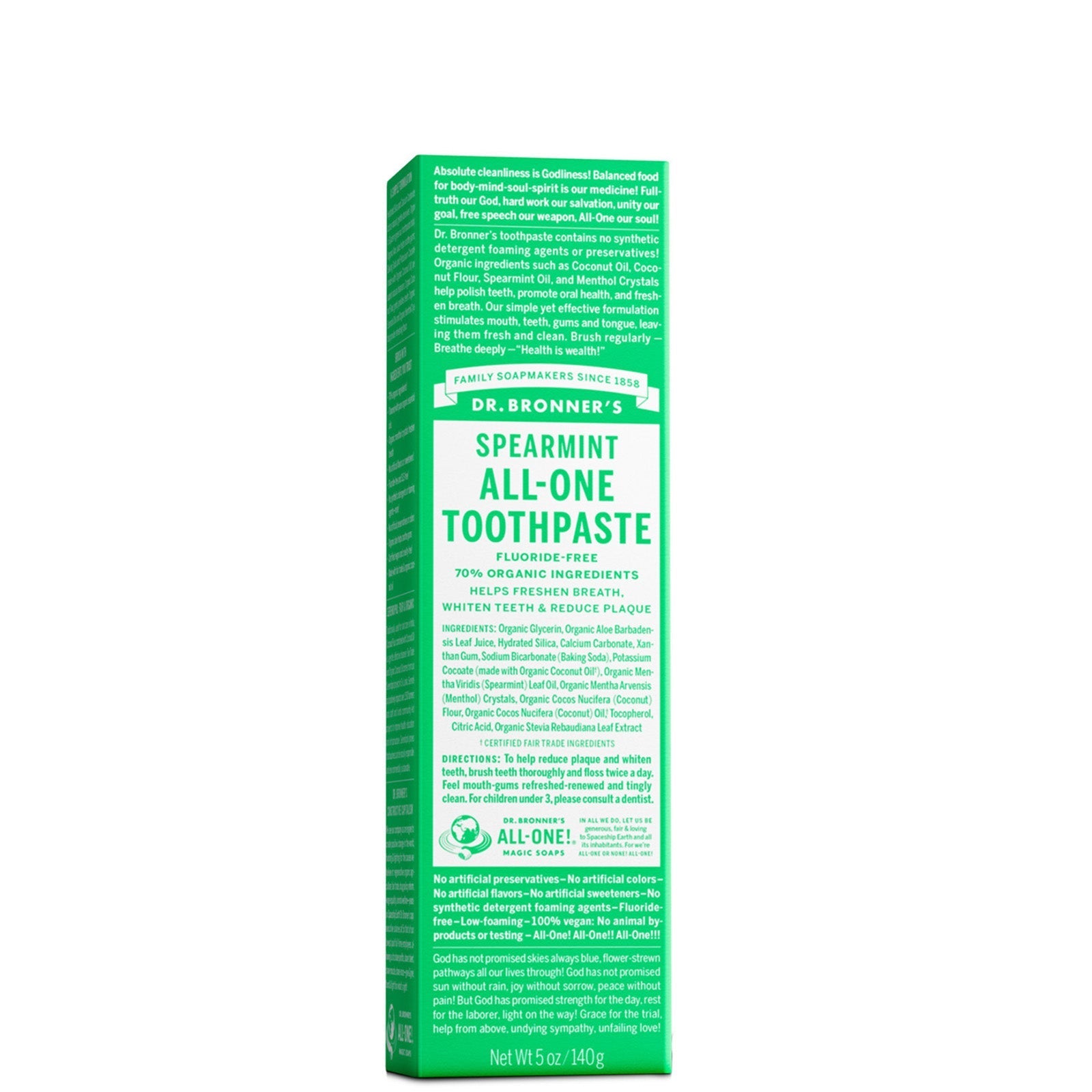 Dr. Bronner's Dr. Bronner's All-One Toothpaste Spearmint 140g Body Care