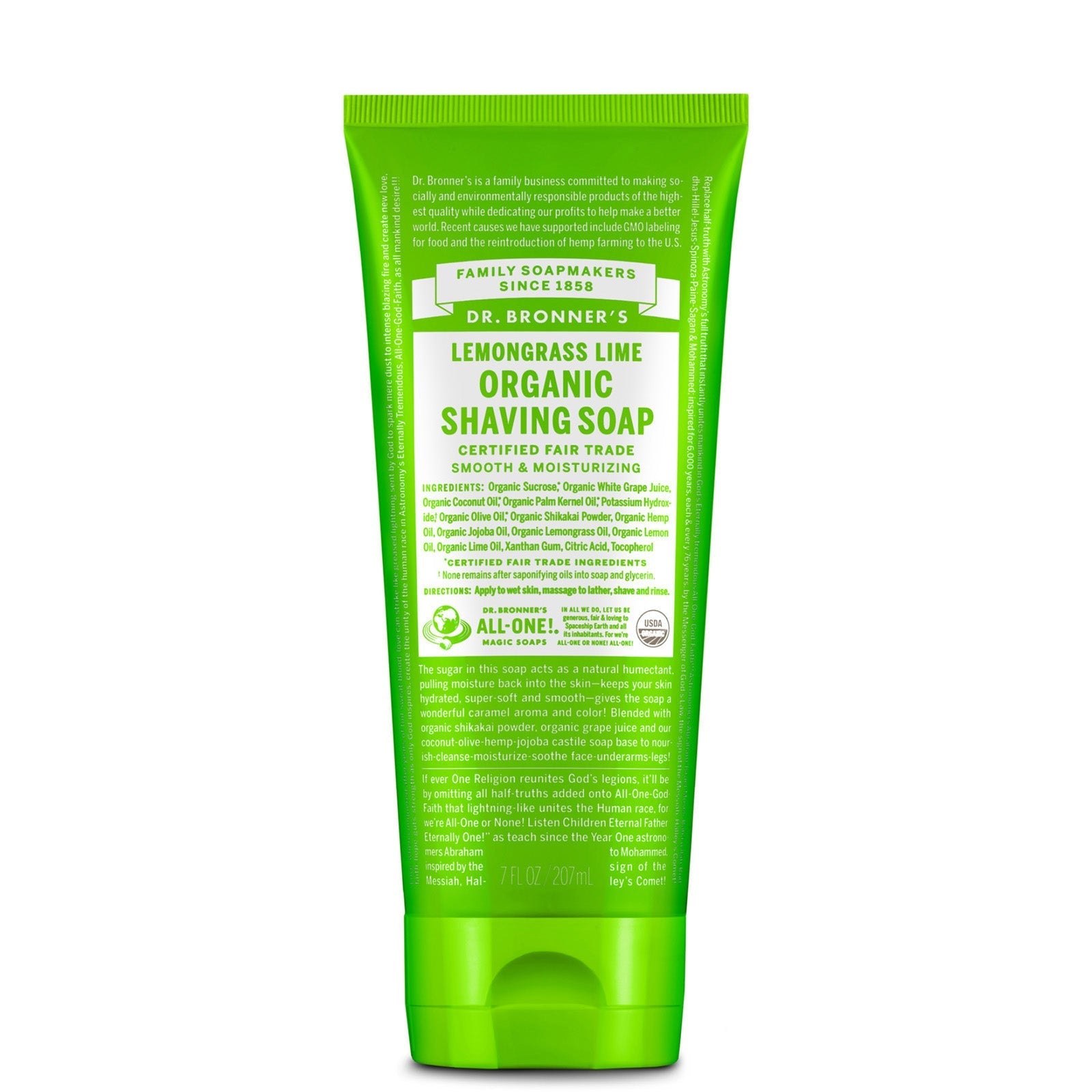 Dr. Bronner's Dr. Bronner's Organic Shaving Soap - Lemongrass Lime 207ml Body Care