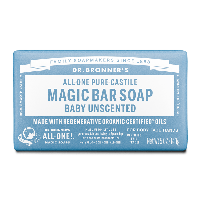 Dr. Bronner's Dr. Bronner's Pure Castile Bar Soap - Baby Unscented 140g Body Care