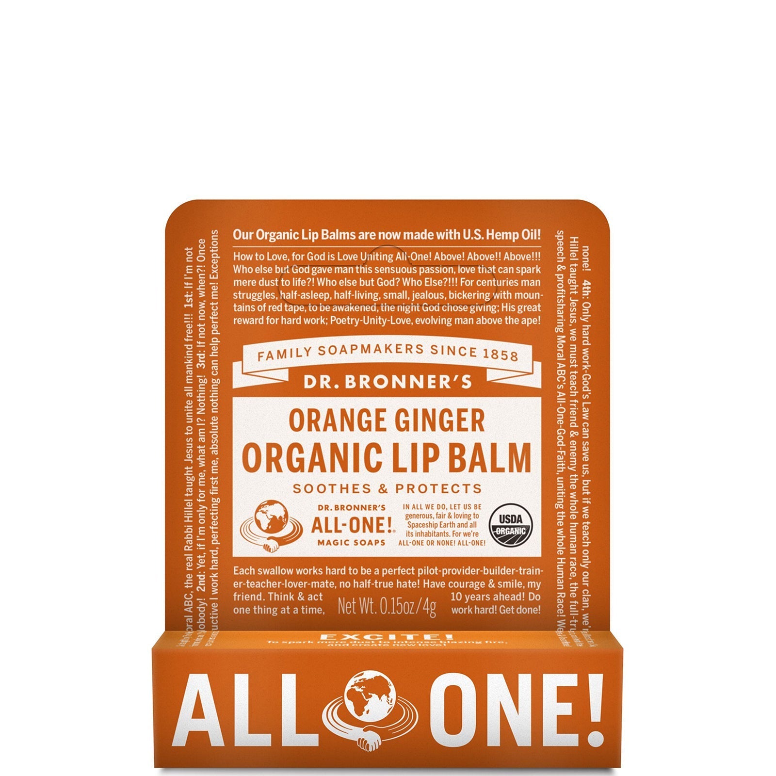 Dr. Bronner's Dr. Bronner's Organic Lip Balm - Orange and Ginger Skin Care