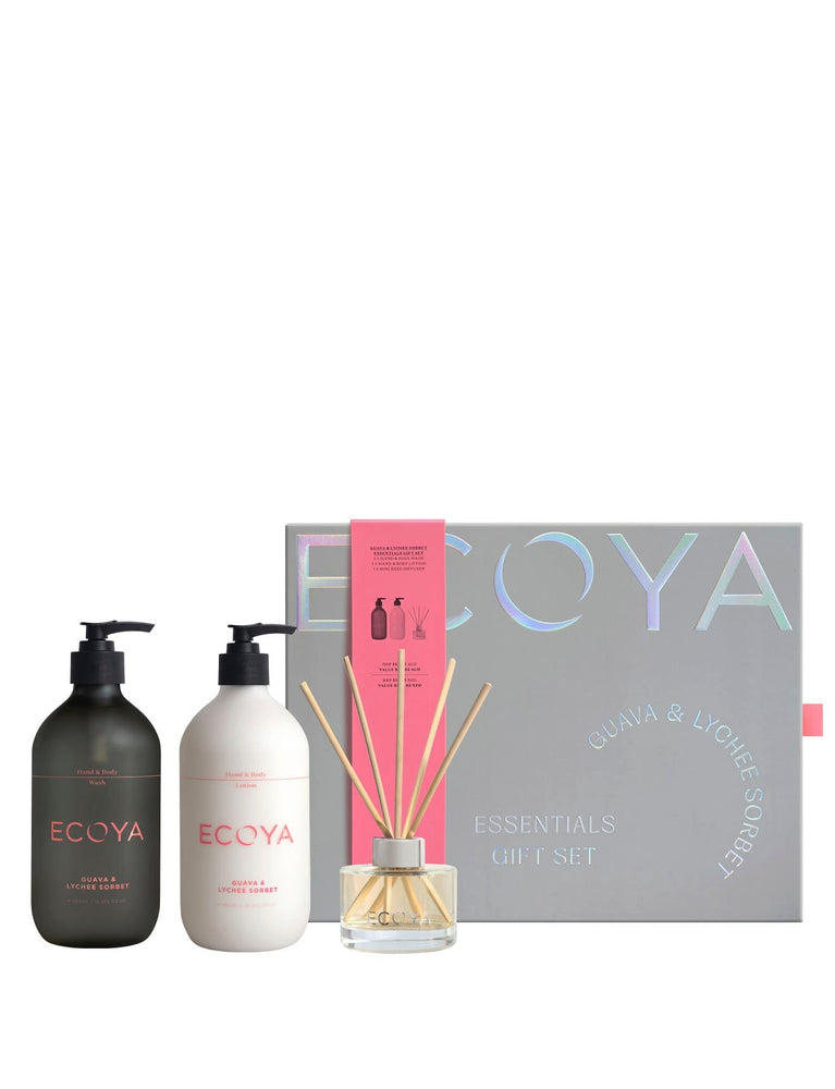ECOYA ECOYA Guava & Lychee Sorbet Essentials Gift Set 1 x 50ml + 1 x 450ml + 1 x 450ml Beauty Sets & Kits