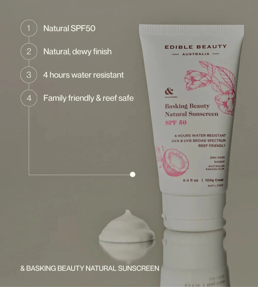 Edible Beauty Australia Edible Beauty Basking Beauty Natural Sunscreen SPF50 100g Skin Care