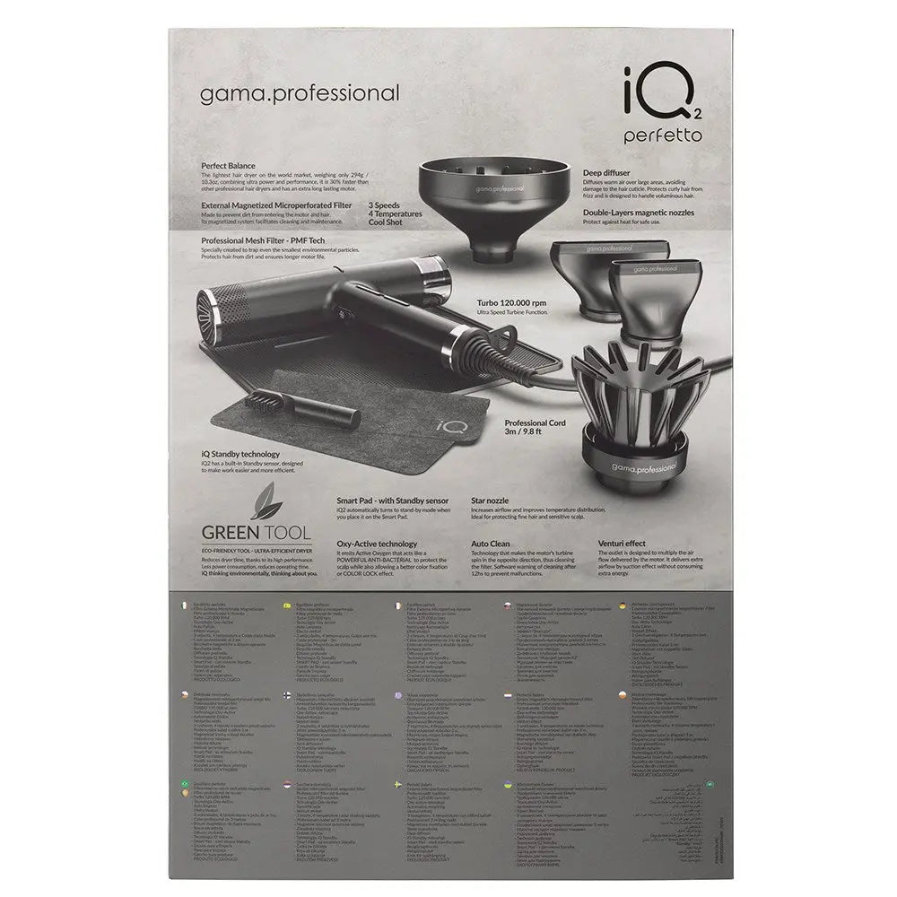 Gama Professional Gama Professional IQ2 Perfetto Pro Dryer - Black Hair Dryers