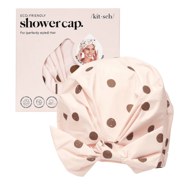 Kitsch Kitsch Recycled Polyester Luxe Shower Cap - Blush Dot Body Care [Health and Beauty]