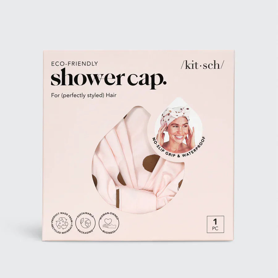 Kitsch Kitsch Recycled Polyester Luxe Shower Cap - Blush Dot Body Care [Health and Beauty]