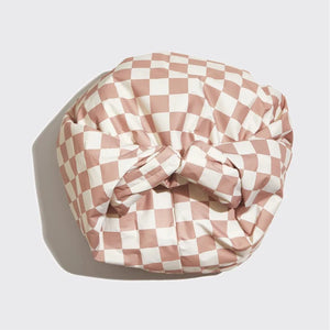 Kitsch Kitsch Satin-Lined Flexi Shower Cap - Terracotta Checker Hair Care [Health and Beauty]