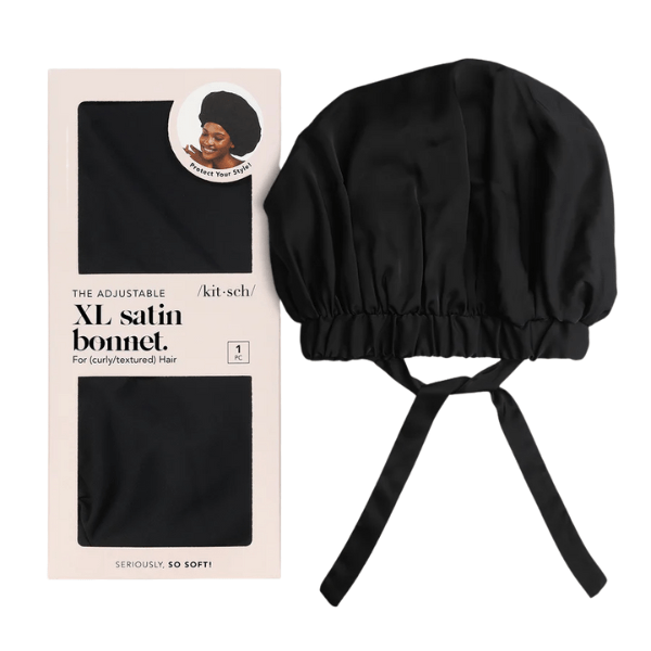 Kitsch Kitsch Satin Sleep XL Adjustable Bonnet - Black Hair Care [Health and Beauty]