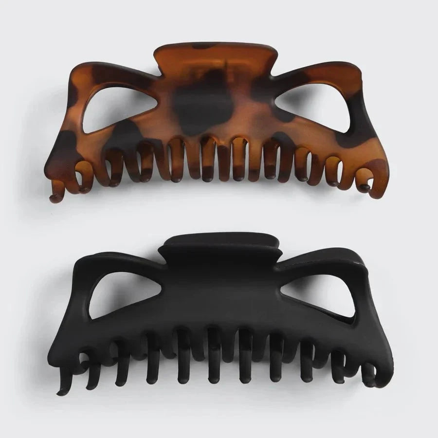 Kitsch Kitsch Recycled Plastic Classic Claw Clips Jumbo 2pc Set - Black & Tort Hair Care