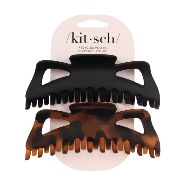 Kitsch Kitsch Recycled Plastic Classic Claw Clips Jumbo 2pc Set - Black & Tort Hair Care