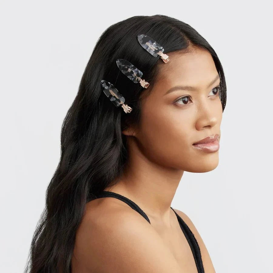 Kitsch Kitsch Recycled Plastic Creaseless Clips 4pc Set - Black Terrazzo Hair Care