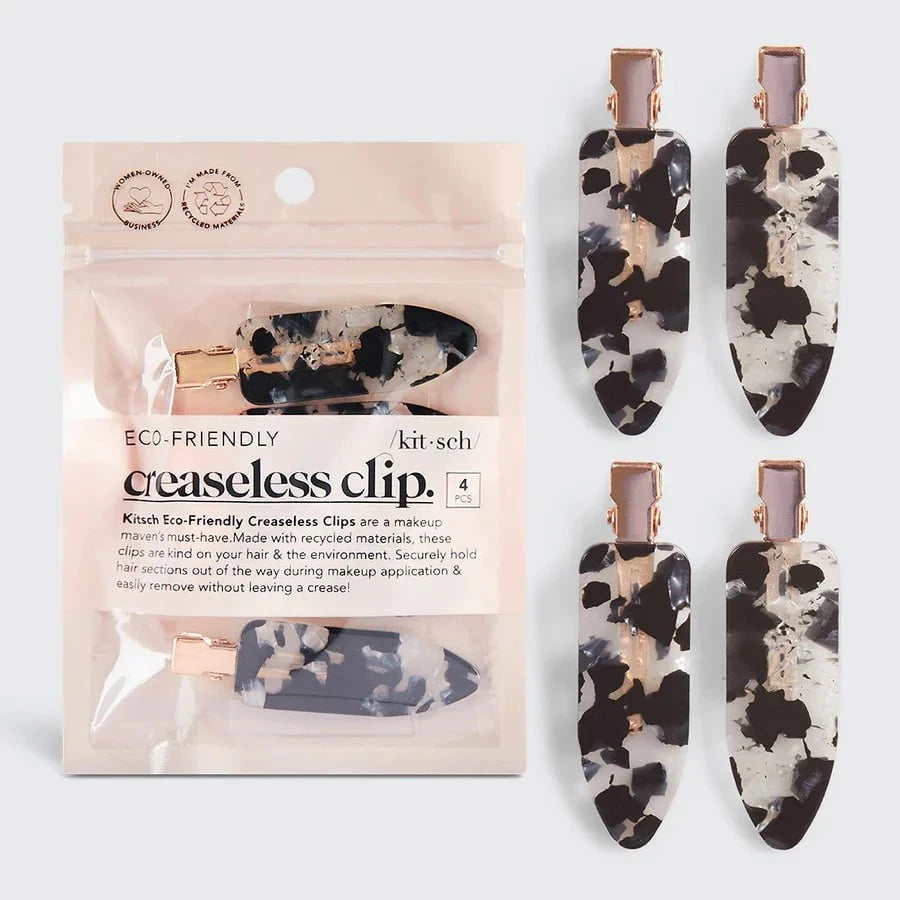 Kitsch Kitsch Recycled Plastic Creaseless Clips 4pc Set - Black Terrazzo Hair Care
