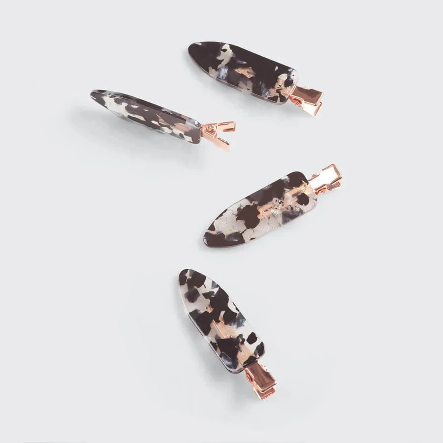 Kitsch Kitsch Recycled Plastic Creaseless Clips 4pc Set - Black Terrazzo Hair Care