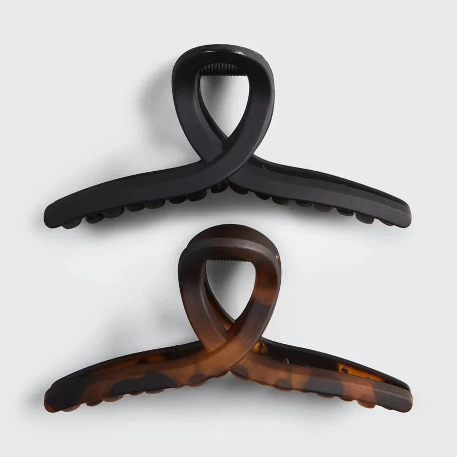 Kitsch Kitsch Recycled Plastic Loop Claw Clips 2pc Set - Black & Tort Hair Care