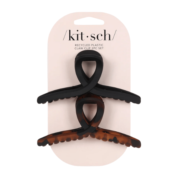 Kitsch Kitsch Recycled Plastic Loop Claw Clips 2pc Set - Black & Tort Hair Care