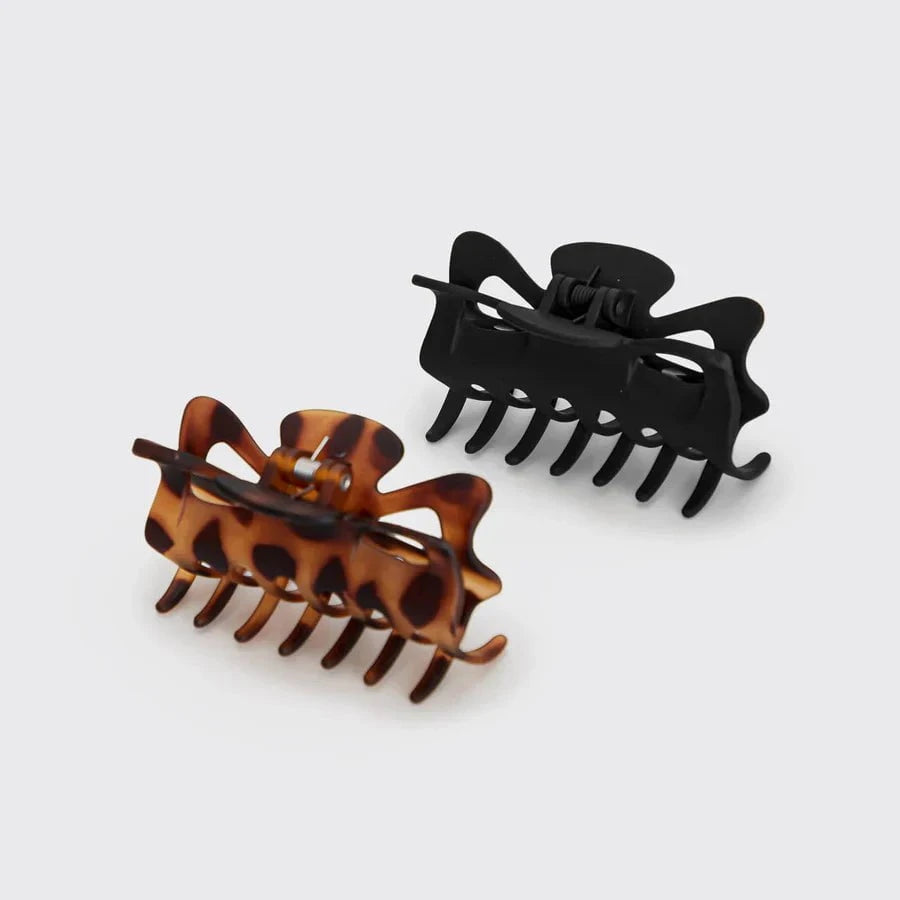 Kitsch Kitsch Recycled Plastic Medium Classic Claw Clips 2pc Set - Black & Tort Hair Care