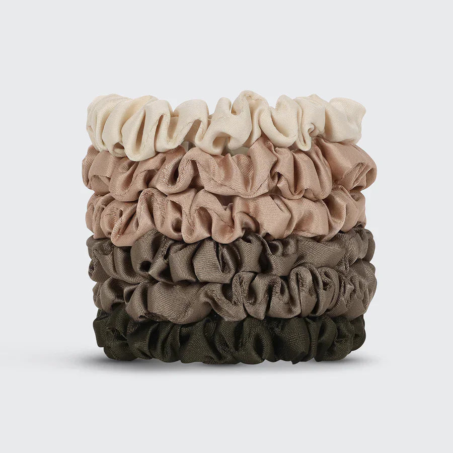 Kitsch Kitsch Ruched Satin Petite Scrunchies 6pc Set - Eucalyptus Hair Care
