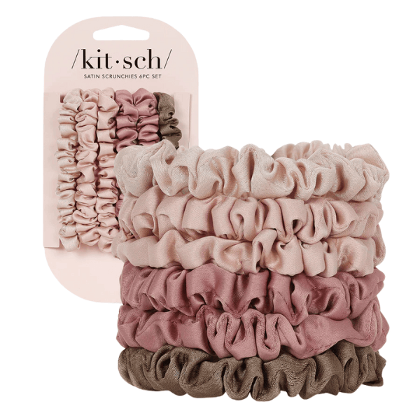 Kitsch Kitsch Ruched Satin Petite Scrunchies 6pc Set - Terracotta Hair Care