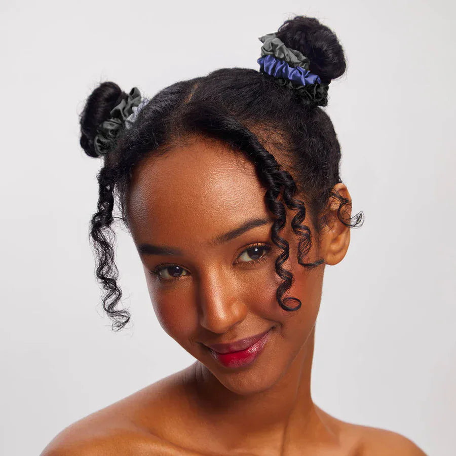 Kitsch Kitsch Ruched Satin Scrunchies 5pc Set- Midnight Hair Care