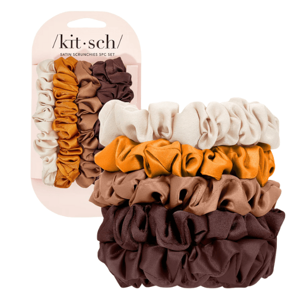 Kitsch Kitsch Ruched Satin Scrunchies 5pc Set - Sedona Hair Care
