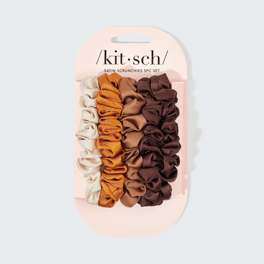 Kitsch Kitsch Ruched Satin Scrunchies 5pc Set - Sedona Hair Care